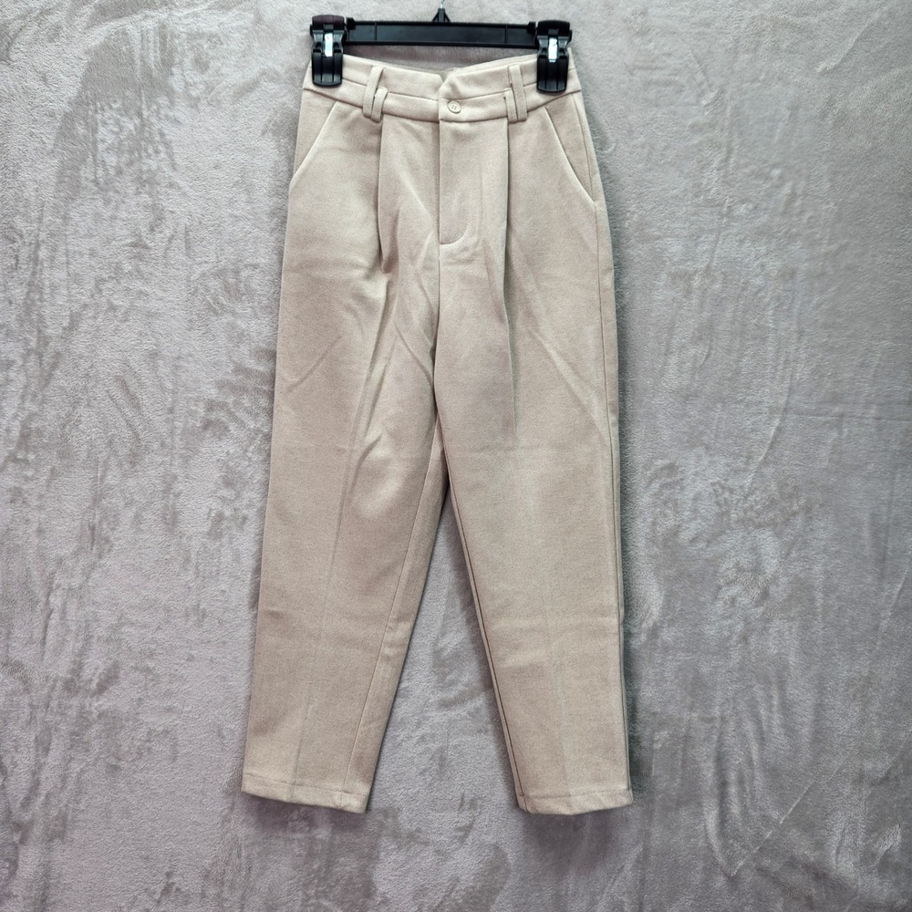 J.ING Pants Womens Small Beige High Waist Tapered Relaxed Fit Pockets Dressy‎
